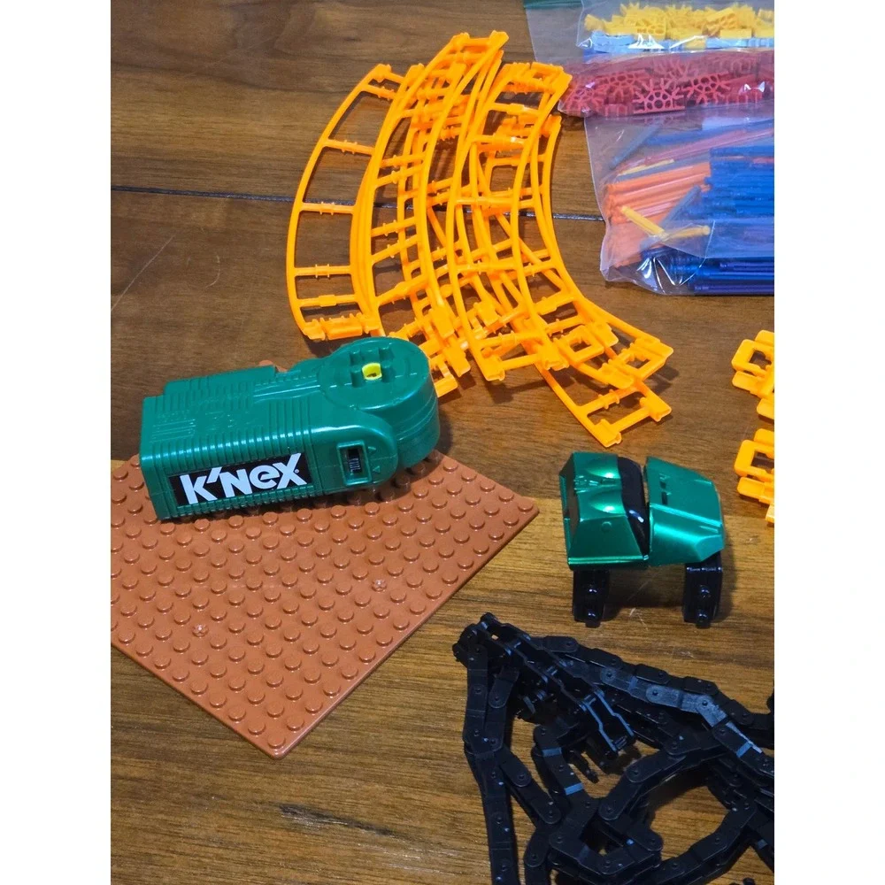 KNEX Roller Coaster Building Set Lot Motorized Car Orange‎ Track Rods Connectors